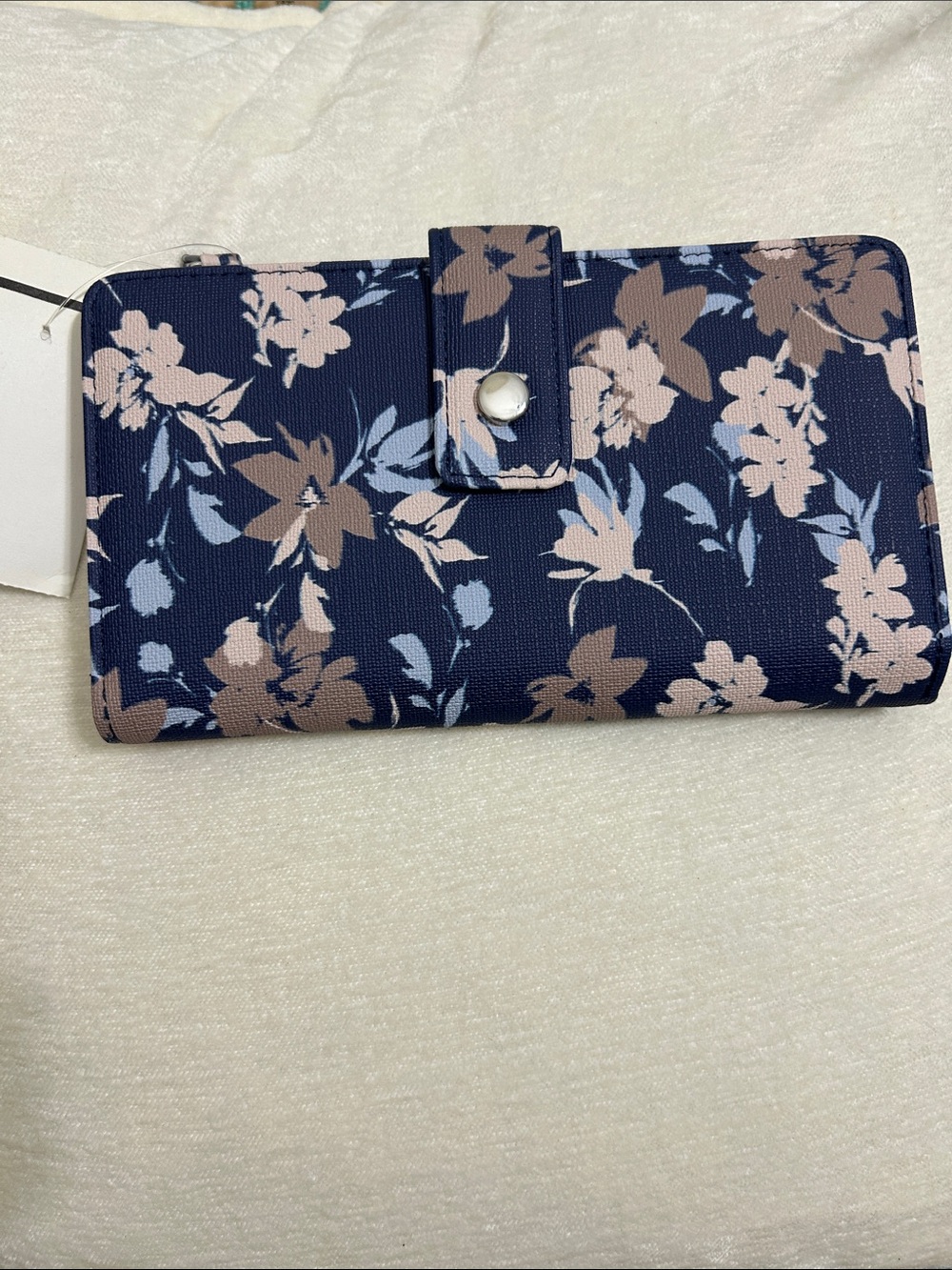 mundi Navy Floral Wallet with Blush and Light Blue Accents